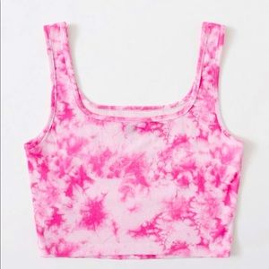 a pink tie die tank